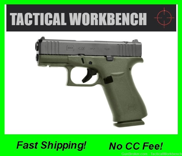 Glock 43X MOS Battlefield Green, 10rd, 2 Mags -img-0