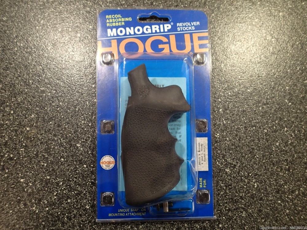 Hogue S&W K/L Frame Round Butt Rub Conversion Grip Finger Grooves Blk 19002-img-0