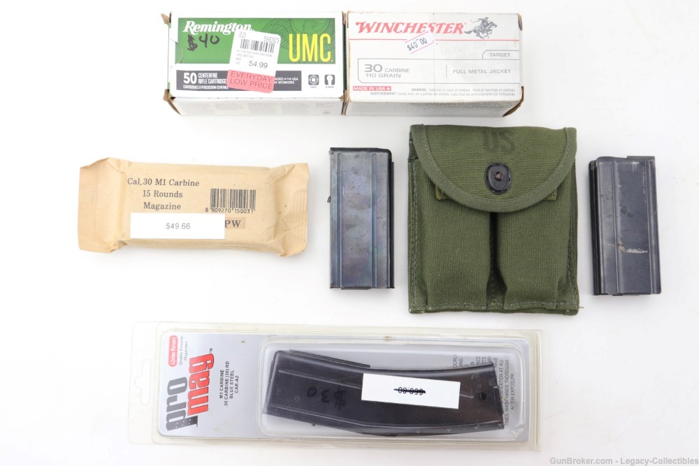 99 Rounds Of .30 Carbine Ammo Rem UMC, Winchester With 4 Magazines-img-0
