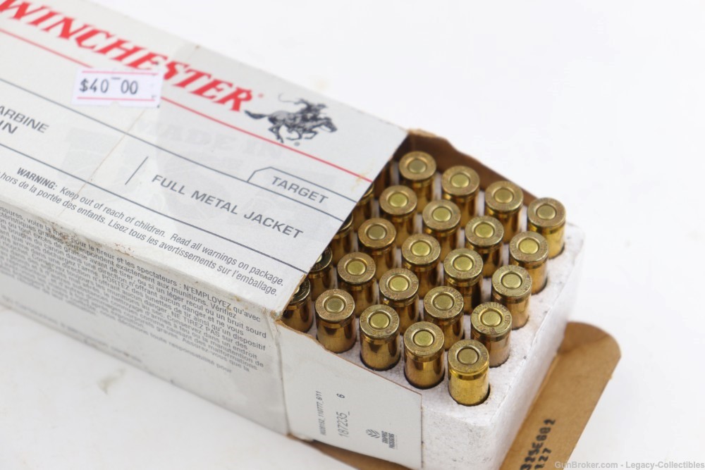99 Rounds Of .30 Carbine Ammo Rem UMC, Winchester With 4 Magazines-img-3