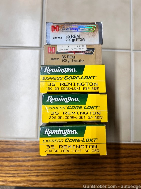 (5) Boxes 100 Rounds .35 Remington Ammo Hornday 200gr FTX Core-Lokt 150gr-img-0
