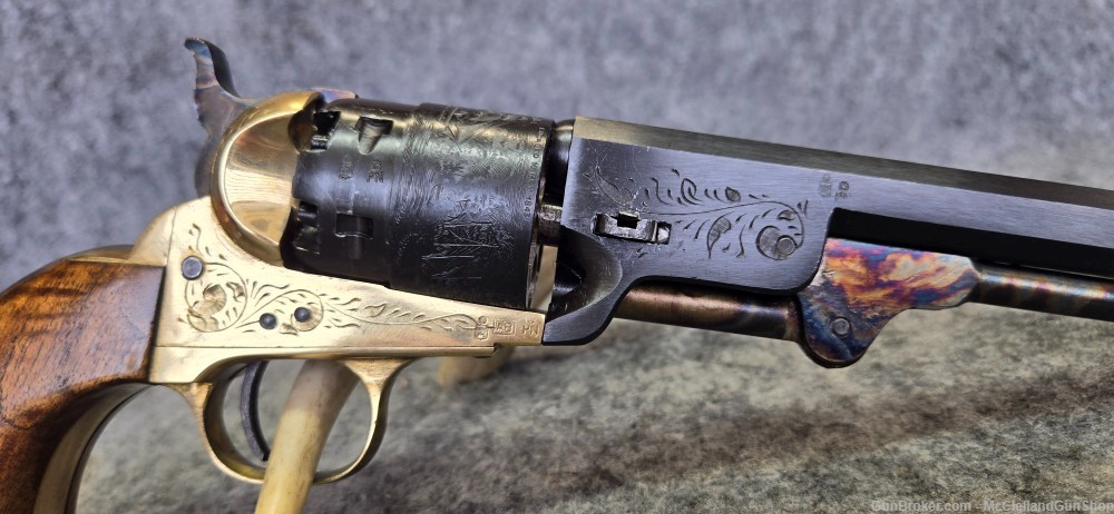 FIE Remington 1858 Army .36 cal Revolver, Powder Flask, Mold | w WOOD CASE-img-14