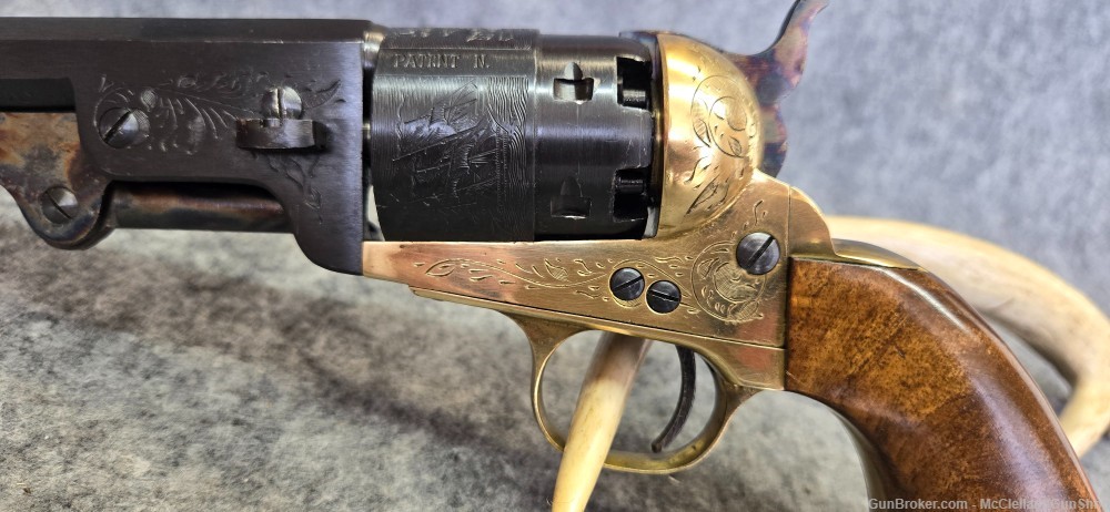 FIE Remington 1858 Army .36 cal Revolver, Powder Flask, Mold | w WOOD CASE-img-5
