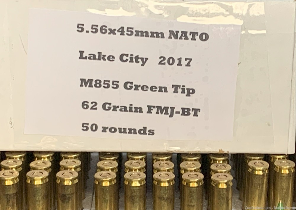 Federal M855 Lake City 5.56mm NATO  62gr. Green Tip, FMJ-BT, 50rds. -img-1