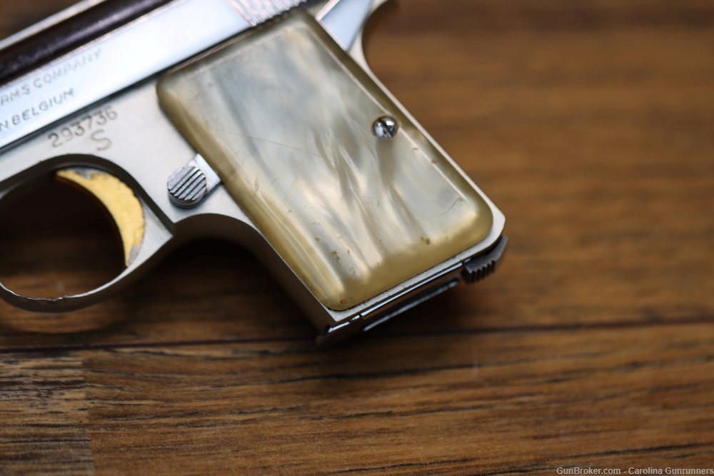 1964 Browning Baby .25 acp Nickel Ivory Pistol Semi-Auto Pocket-img-4