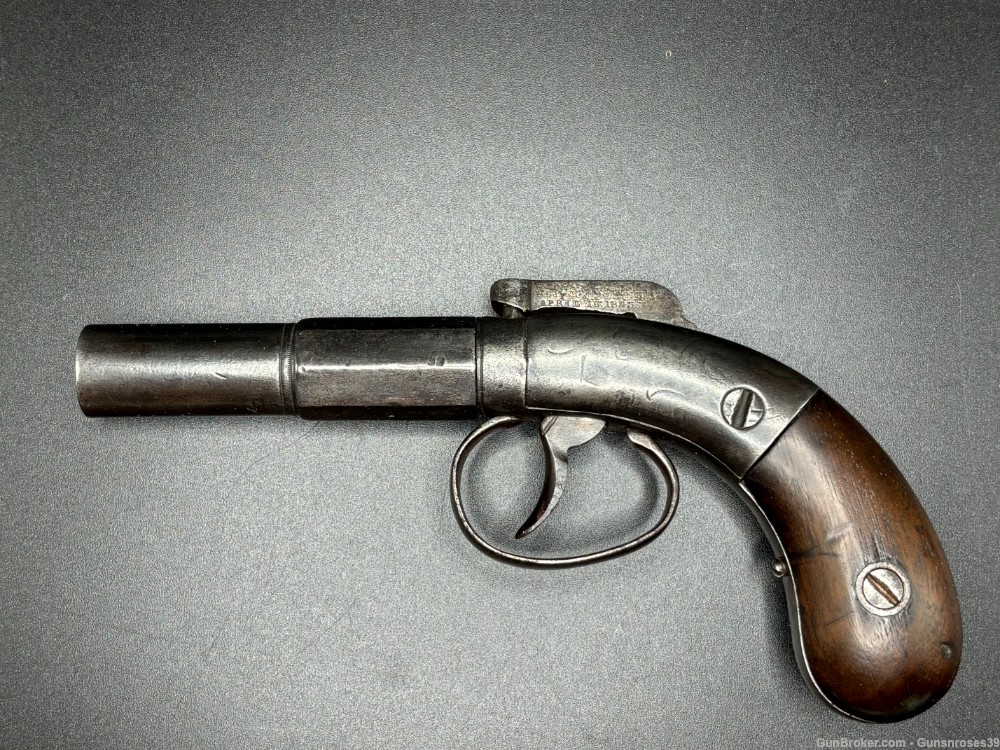 Rare Antique Allen & Wheelock .36 cal Bar Hammer Muff pistol-img-0