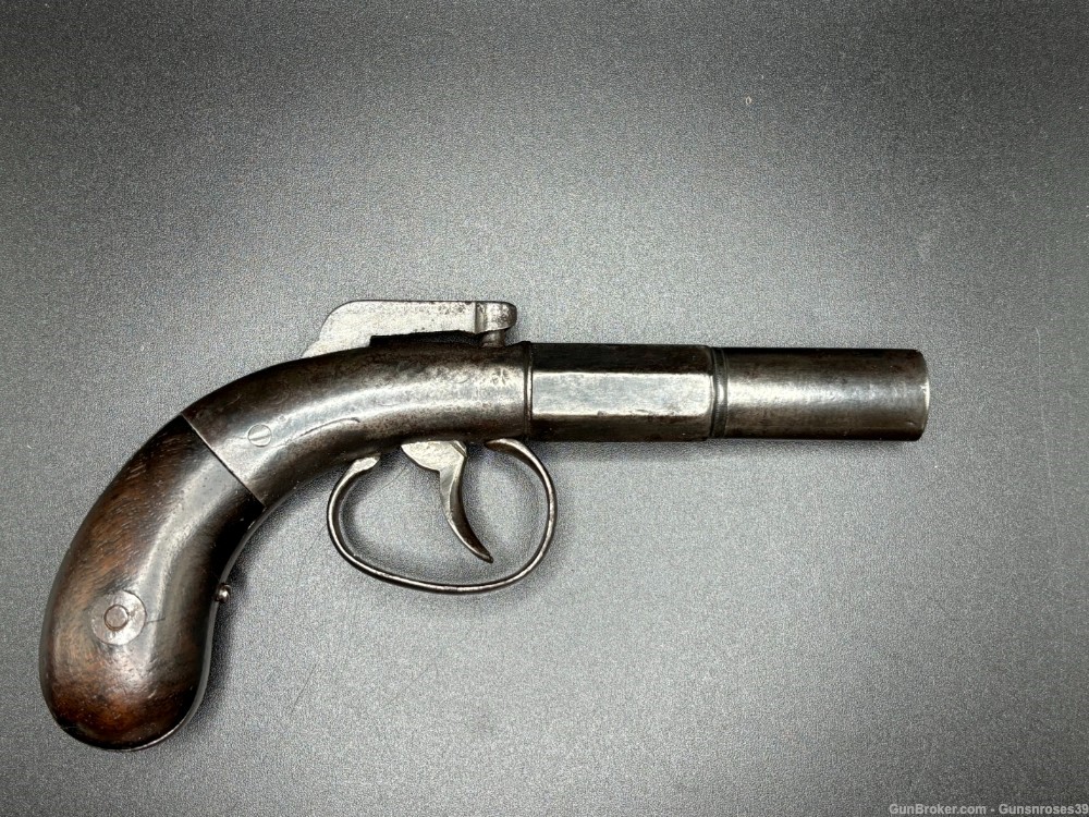 Rare Antique Allen & Wheelock .36 cal Bar Hammer Muff pistol-img-1