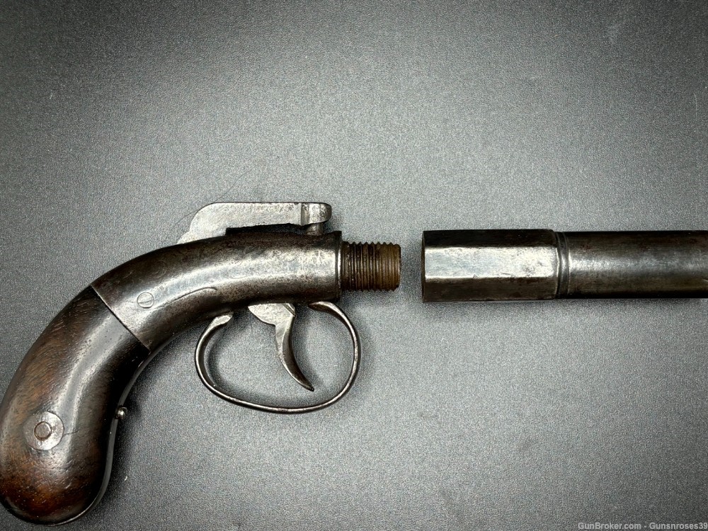 Rare Antique Allen & Wheelock .36 cal Bar Hammer Muff pistol-img-2