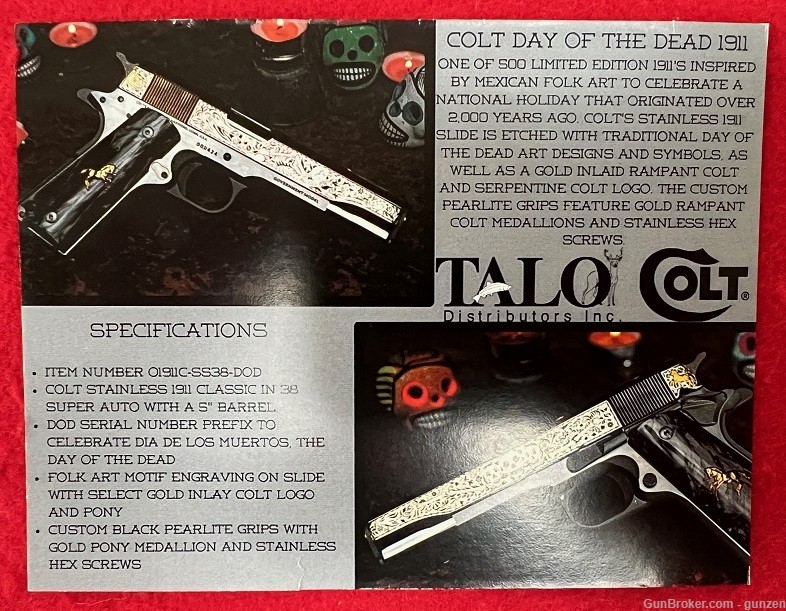 Colt Government Model .38Super "Day of the Dead" 1 of 500 *No Reserve*-img-8
