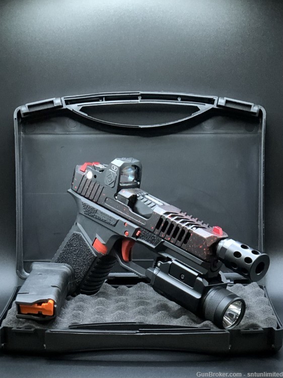 New Custom glock 19 gen3 red speckle  SCT Frame w Leo Precision slide 9mm-img-4