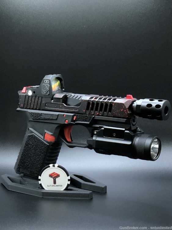 New Custom glock 19 gen3 red speckle  SCT Frame w Leo Precision slide 9mm-img-0