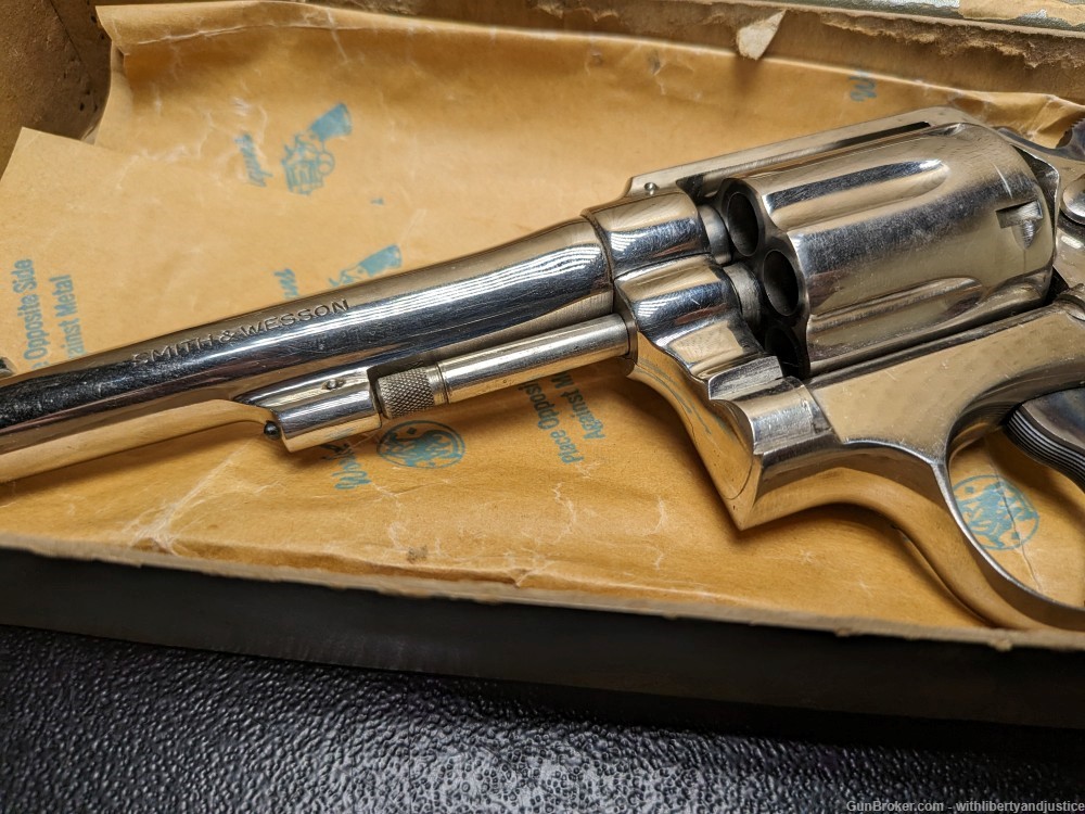 Smith & Wesson Model 10-5 .38 SPL 5" - Nickel Finish IN BOX - MINTY POLICE-img-3