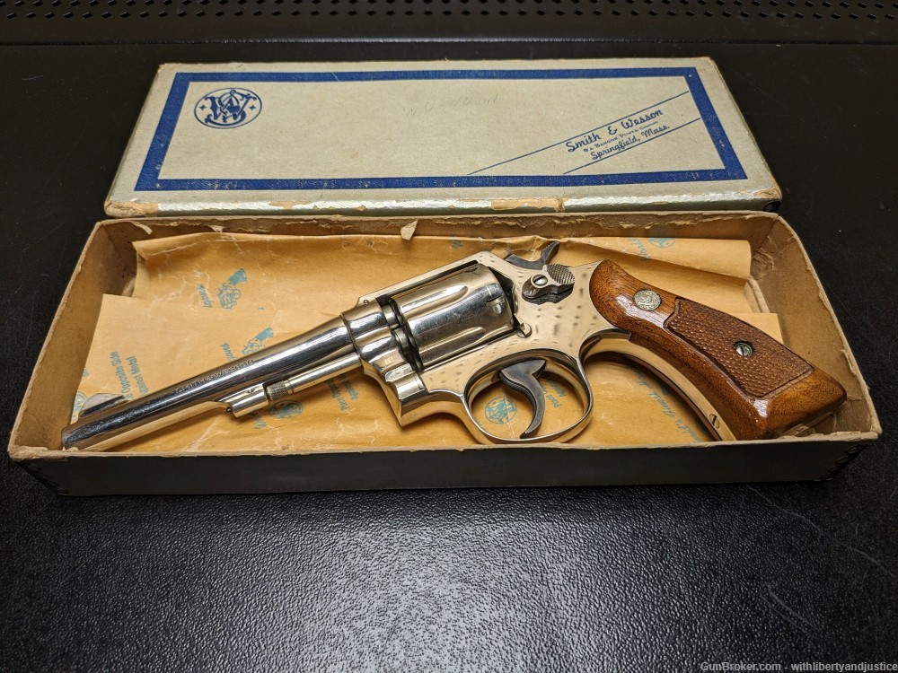 Smith & Wesson Model 10-5 .38 SPL 5" - Nickel Finish IN BOX - MINTY POLICE-img-0
