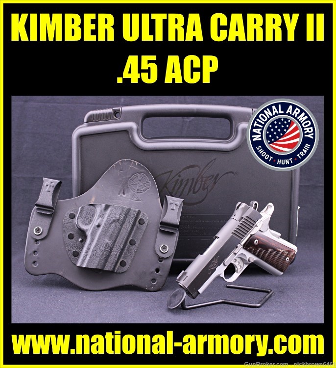 KIMBER ULTRA CARRY II .45 ACP 3” BBL 7+1 CAP 2-TONE W/ CASE AND HOLSTER-img-0