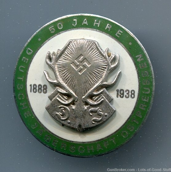 German WWII 50 Year 1888 – 1938 Hunting Deutsche Jagerschaft DJ Badge-img-0