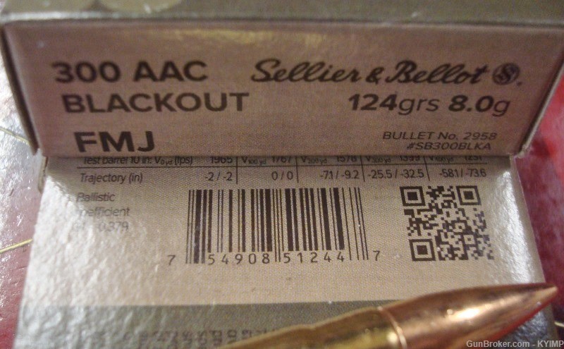 100 Sellier & Bellot 300 AAC FMJ 124 gr Factory NEW BRASS ammo SB30BLKA-img-6