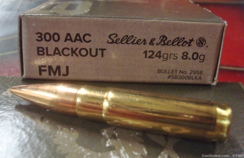 100 Sellier & Bellot 300 AAC FMJ 124 gr Factory NEW BRASS ammo SB30BLKA-img-0