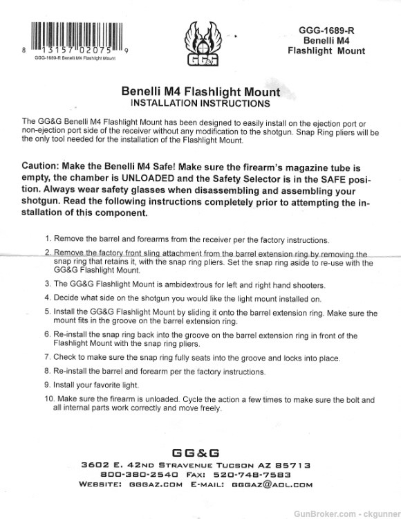BENELLI M4 GG&G FLASHLIGHT MOUNT | FREE SHIPPING | NO CC FEES!-img-4