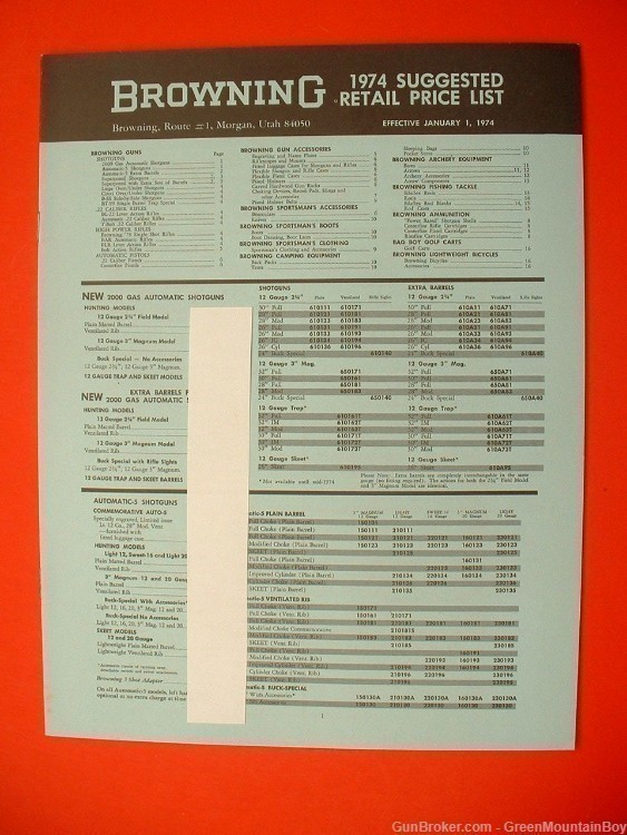 Scarce 1974 OEM BROWNING Full-Line Catalog, Price List, Flyers- XLNT !-img-3