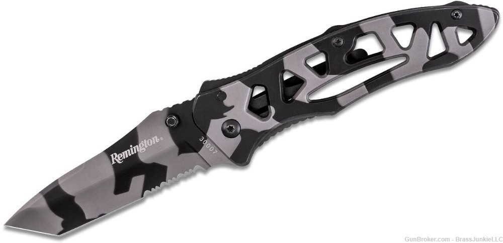 Remington Tactical Folding Knife 3.375" Partially Serrated Tanto Point -img-0