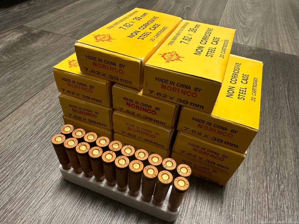 NORINCO 7.62x39 Steel Core Ammo Yellow Box, 220 Rounds -img-0