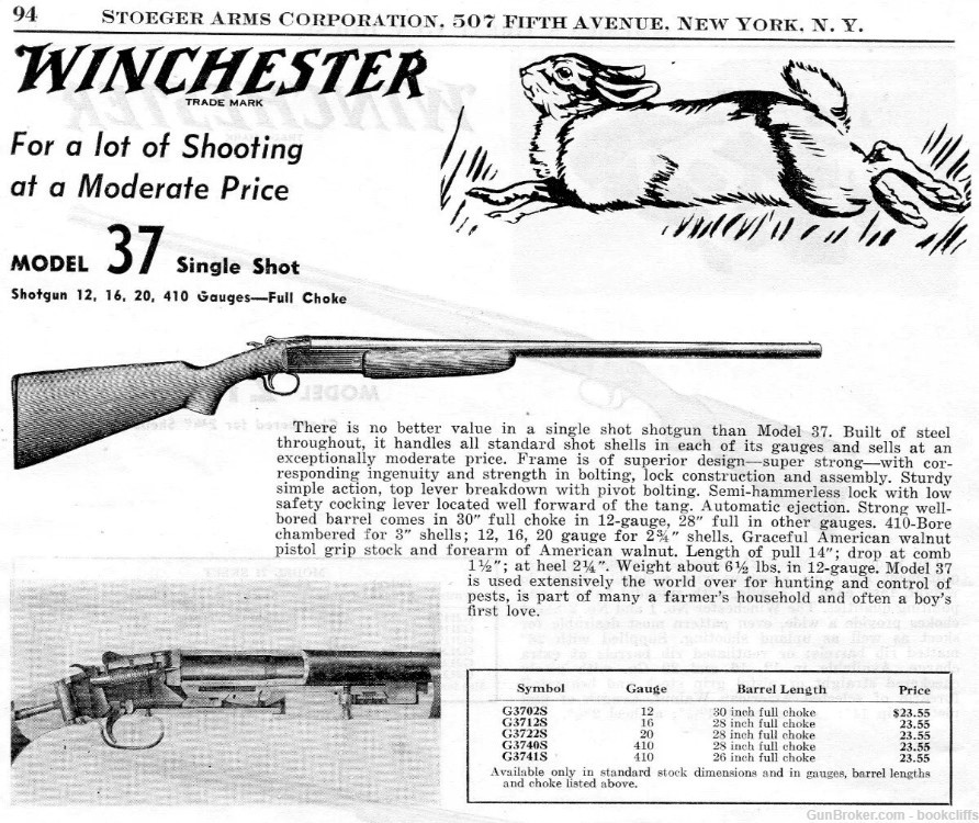 Vintage Winchester Model 37 Single-shot Shotgun. 30" Barrel.  2 ¾” Chamber.-img-9