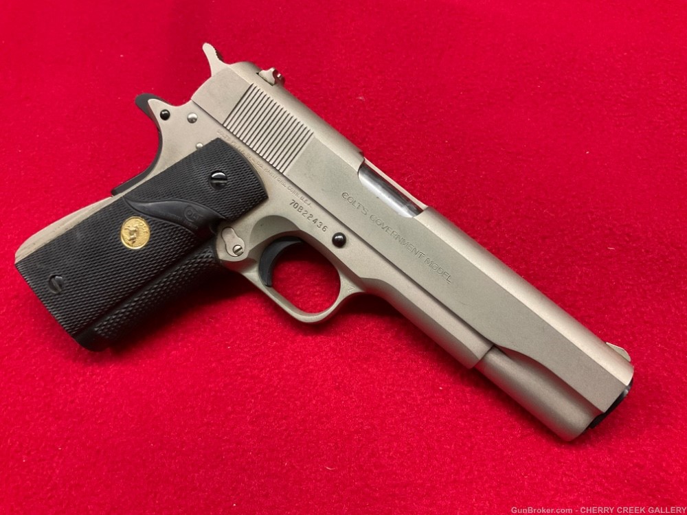 Vintage Colt 1911 government E-nickel 45 pistol series 70 45acp 1982 gun -img-5