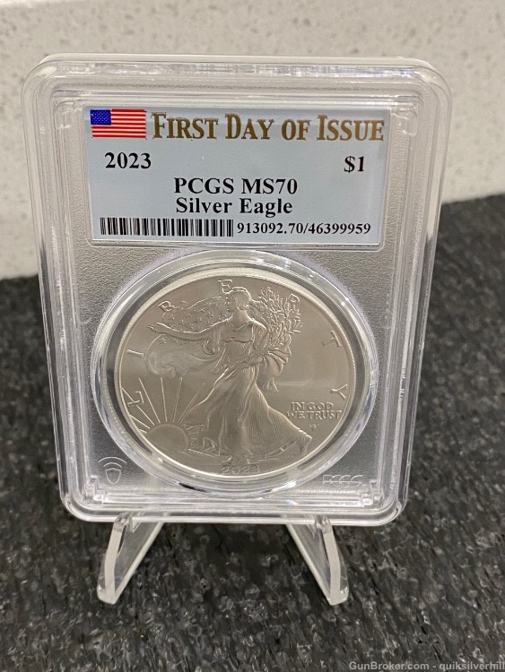Beautiful 2023 First Day of Issue American Silver Eagle PCGS Graded MS70-img-0