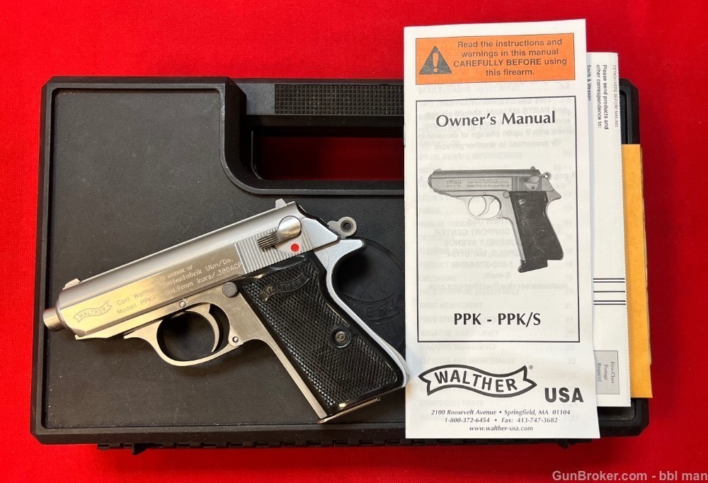 Walther 380 ACP PPK/S Stainless Steel Pistol with Box and Papers-img-0