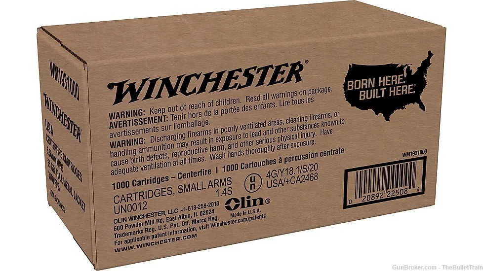 Winchester USA 5.56x45mm NATO 55 grain Ball (M193) 1000RD Cases-img-1