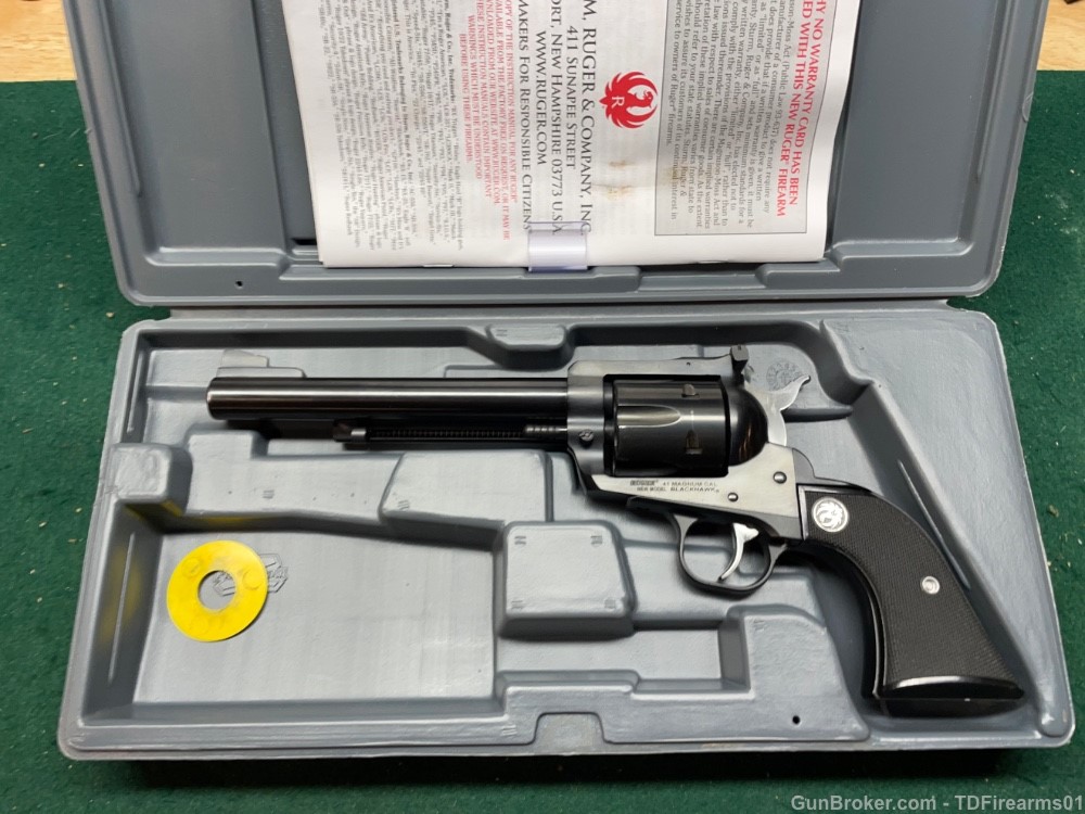 Ruger New model Blackhawk .41 rem mag 6.5" w/ box & brass-img-0