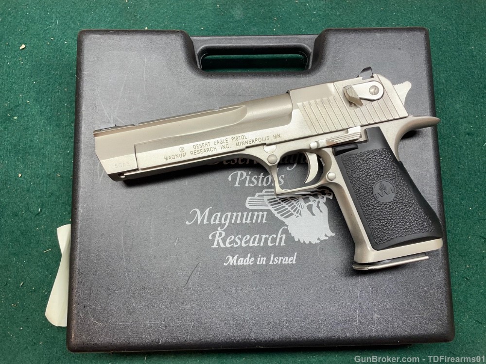 Magnum Research Desert Eagle .50 ae Nickel mfg in Isreal rare w/ box -img-1