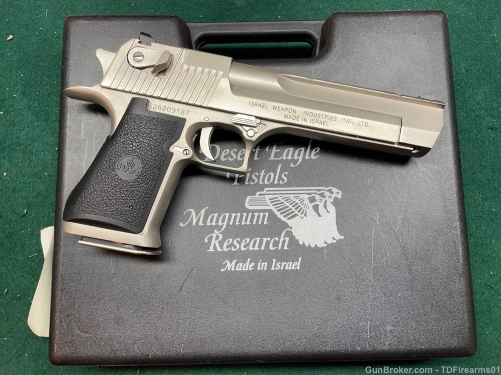 Magnum Research Desert Eagle .50 ae Nickel mfg in Isreal rare w/ box -img-2