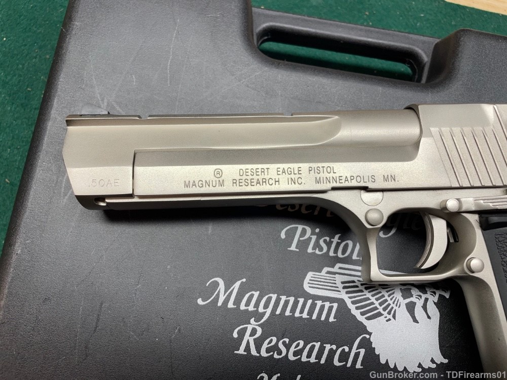Magnum Research Desert Eagle .50 ae Nickel mfg in Isreal rare w/ box -img-3
