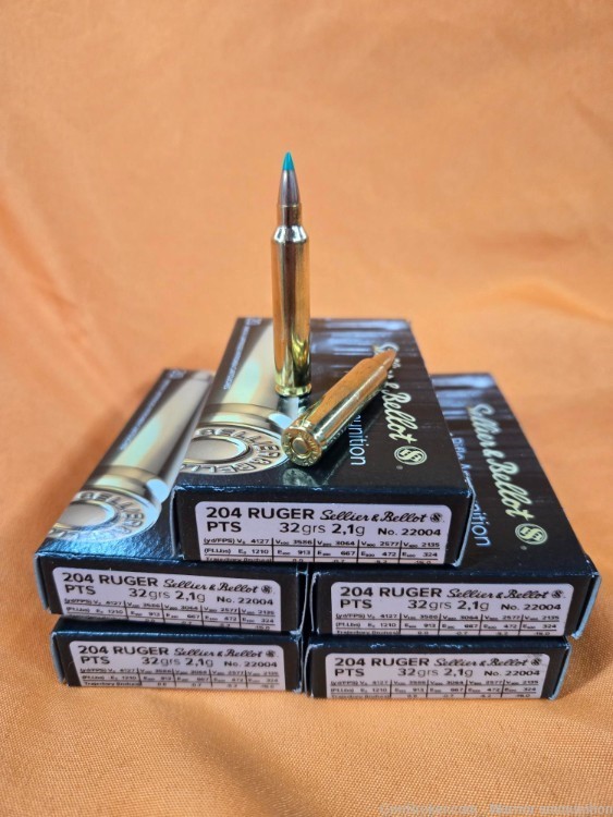 100 rds Sellier and Bellot S&B .204 Ruger 32 grain Polymer Tip Varmint/Hunt-img-0