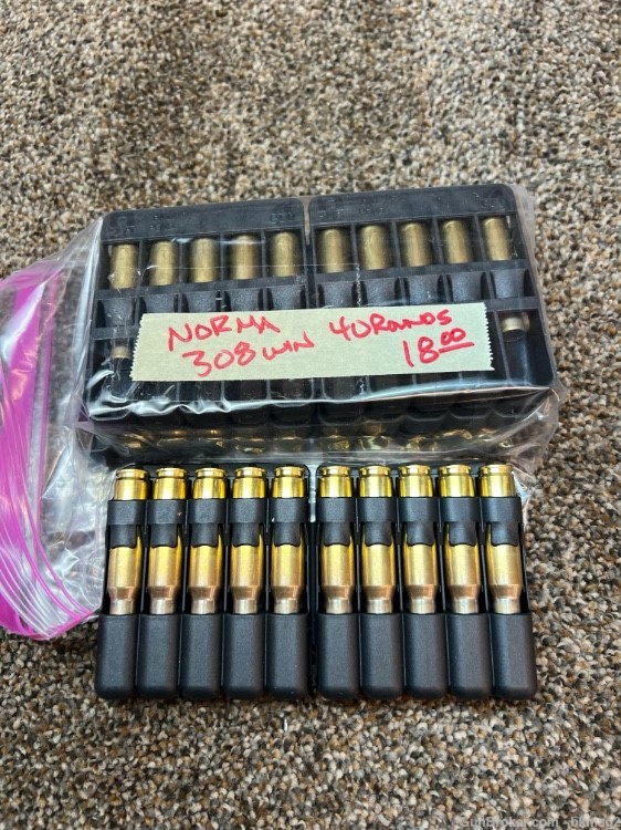 Norma once fired 308 win brass 40 rounds -img-0