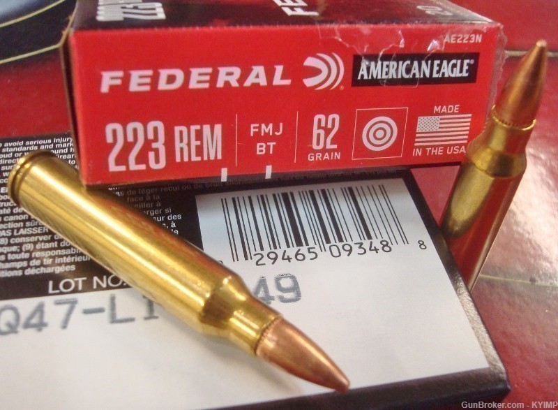 100 FEDERAL .223 FMJ 62 gr brass American Eagle Ammunition AE223N-img-0