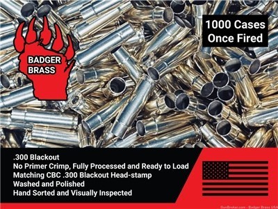300 Blackout Brass,1000 Ready To Load,Once Fired,Matching “CBC” Head-stamp