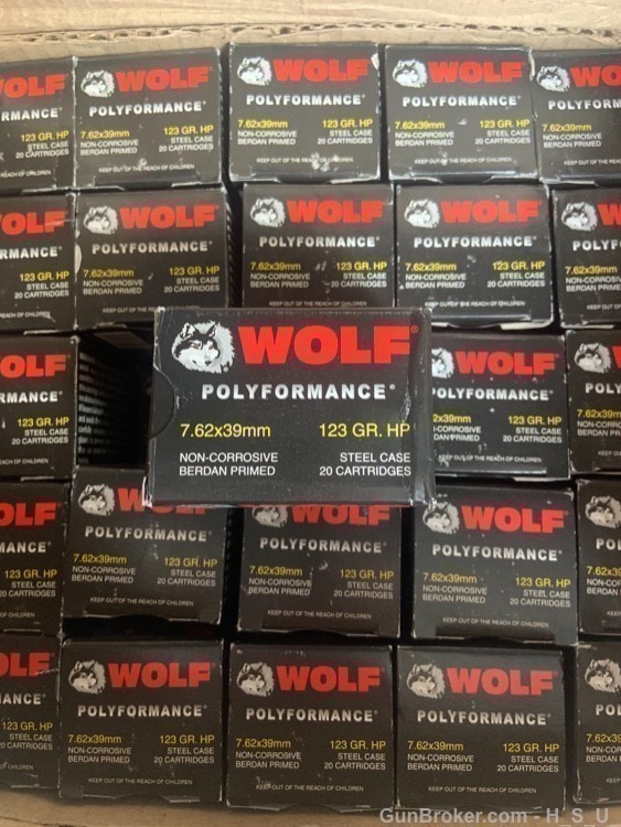 100 Rounds 7.62 Wolf HP Ammo 123gr AK47 762 Ak -img-0