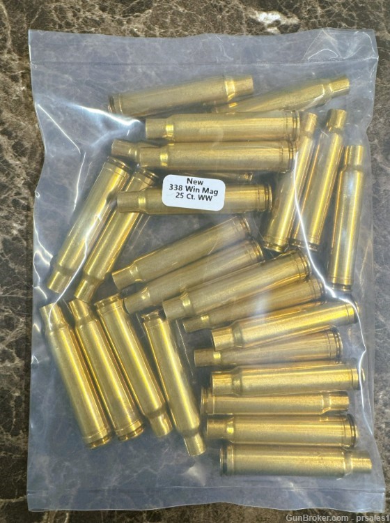 Lot of 25 New 338 Winchester Magnum Brass  WW Super HS-img-0