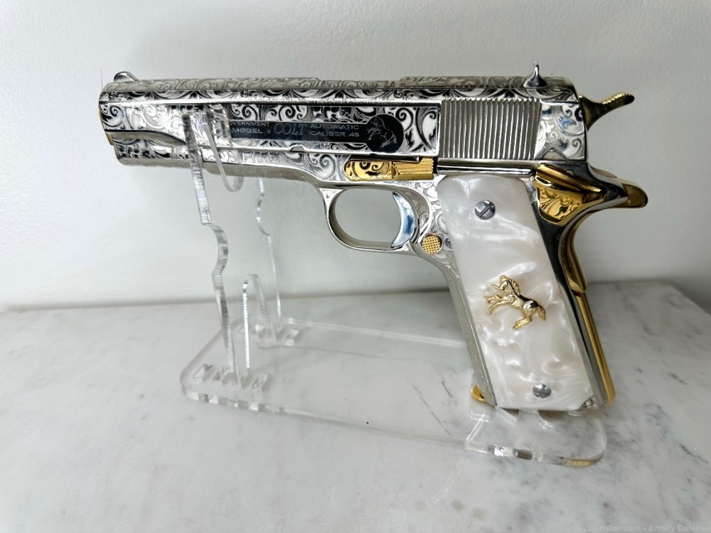 Gorgeous Colt 1911 ENGRAVED 24k Gold & Nickel custom-img-2