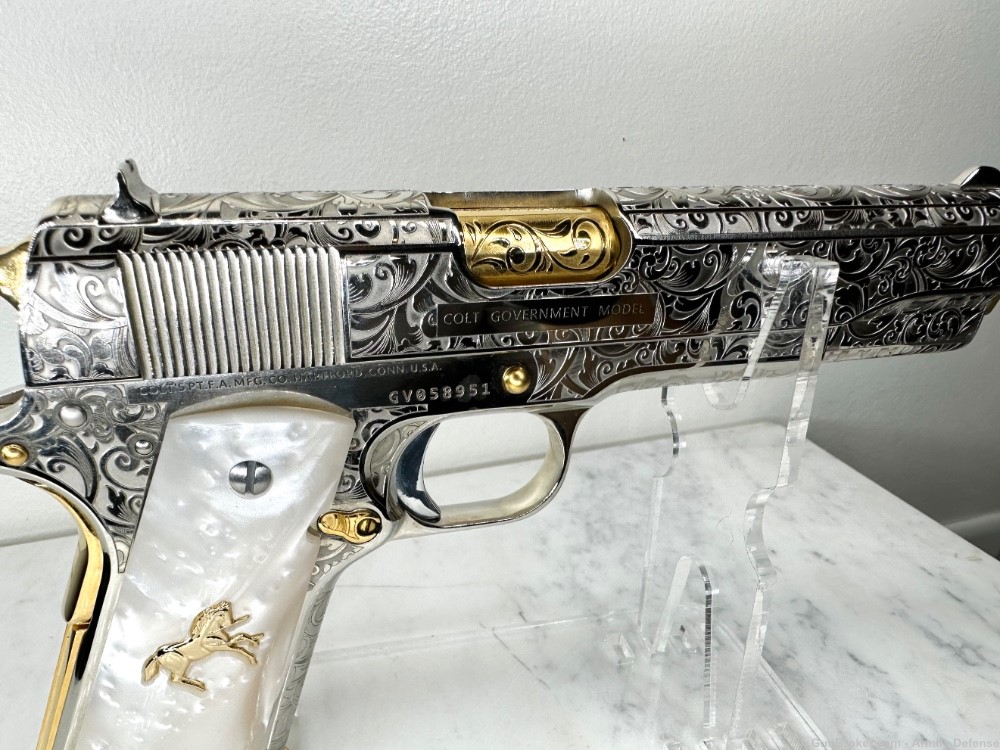 Gorgeous Colt 1911 ENGRAVED 24k Gold & Nickel custom-img-6