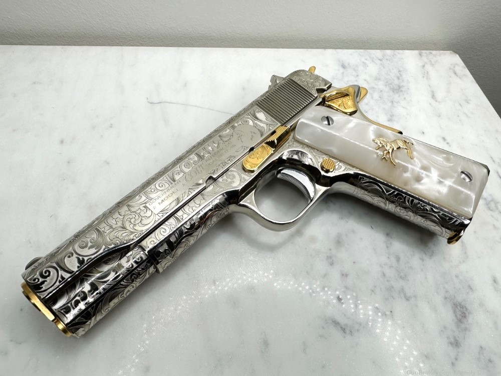 Gorgeous Colt 1911 ENGRAVED 24k Gold & Nickel custom-img-9
