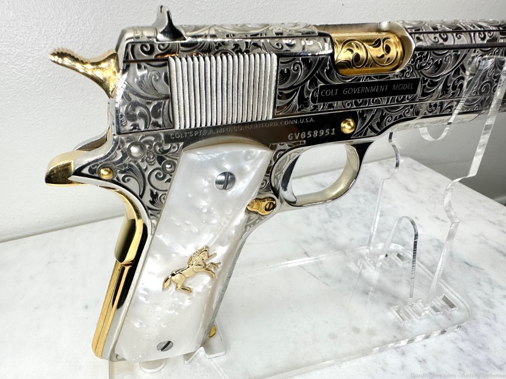 Gorgeous Colt 1911 ENGRAVED 24k Gold & Nickel custom-img-7