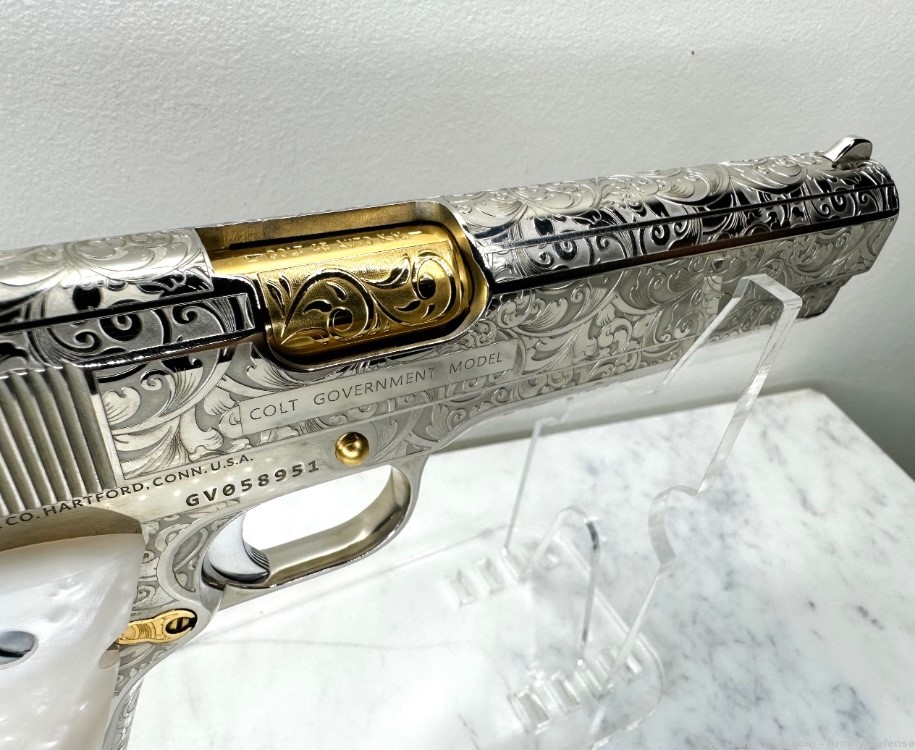 Gorgeous Colt 1911 ENGRAVED 24k Gold & Nickel custom-img-12