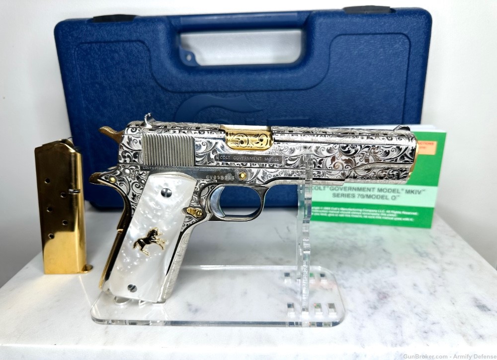 Gorgeous Colt 1911 ENGRAVED 24k Gold & Nickel custom-img-0