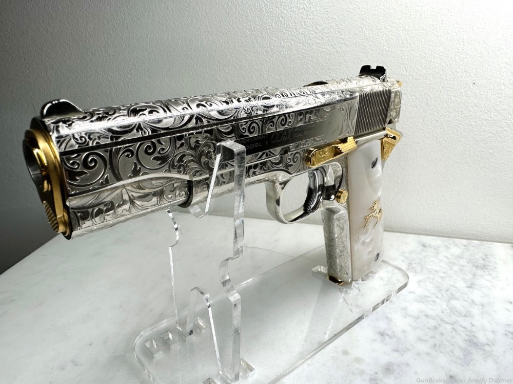 Gorgeous Colt 1911 ENGRAVED 24k Gold & Nickel custom-img-3