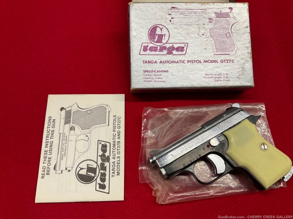 Vintage EXCAM TARGA Tangfolio gt gt27 25 pistol c rare gun box 25acp 2 tone-img-0