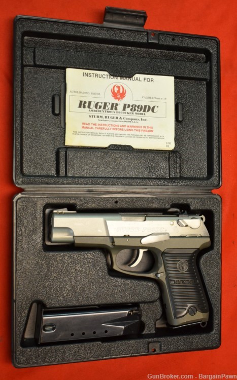 Ruger P89DC 9MM 4.5" 2-mags 9x19 Original hard case Finish Spots P89 DC-img-0