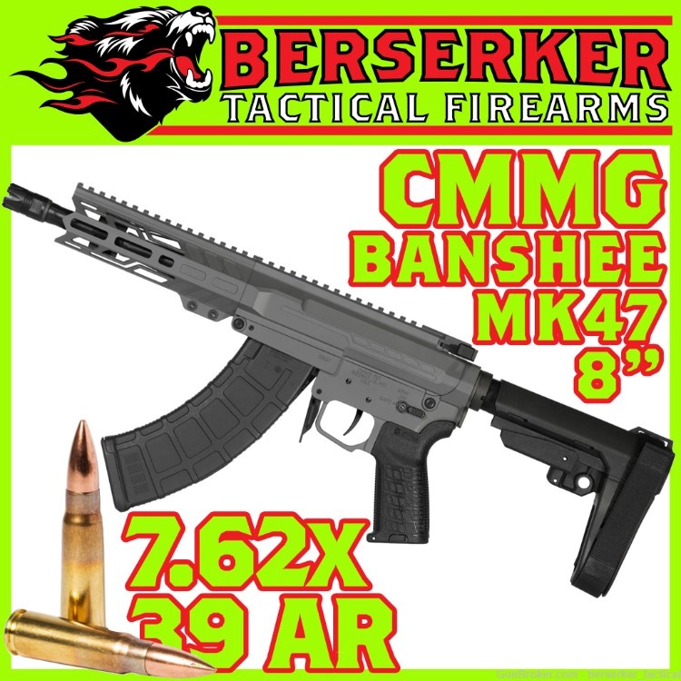 CMMG BANSHEE Mk47 7.62x39mm 8" 30+1 Tungsten SMU Brace incl FREE SHIPPING-img-1